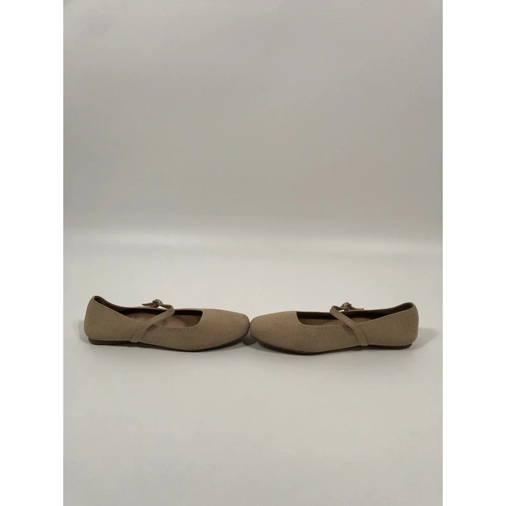 Womens Mary Jane Ballet Flats 10 Beige Neutral 90s Minimalist Capsule Office